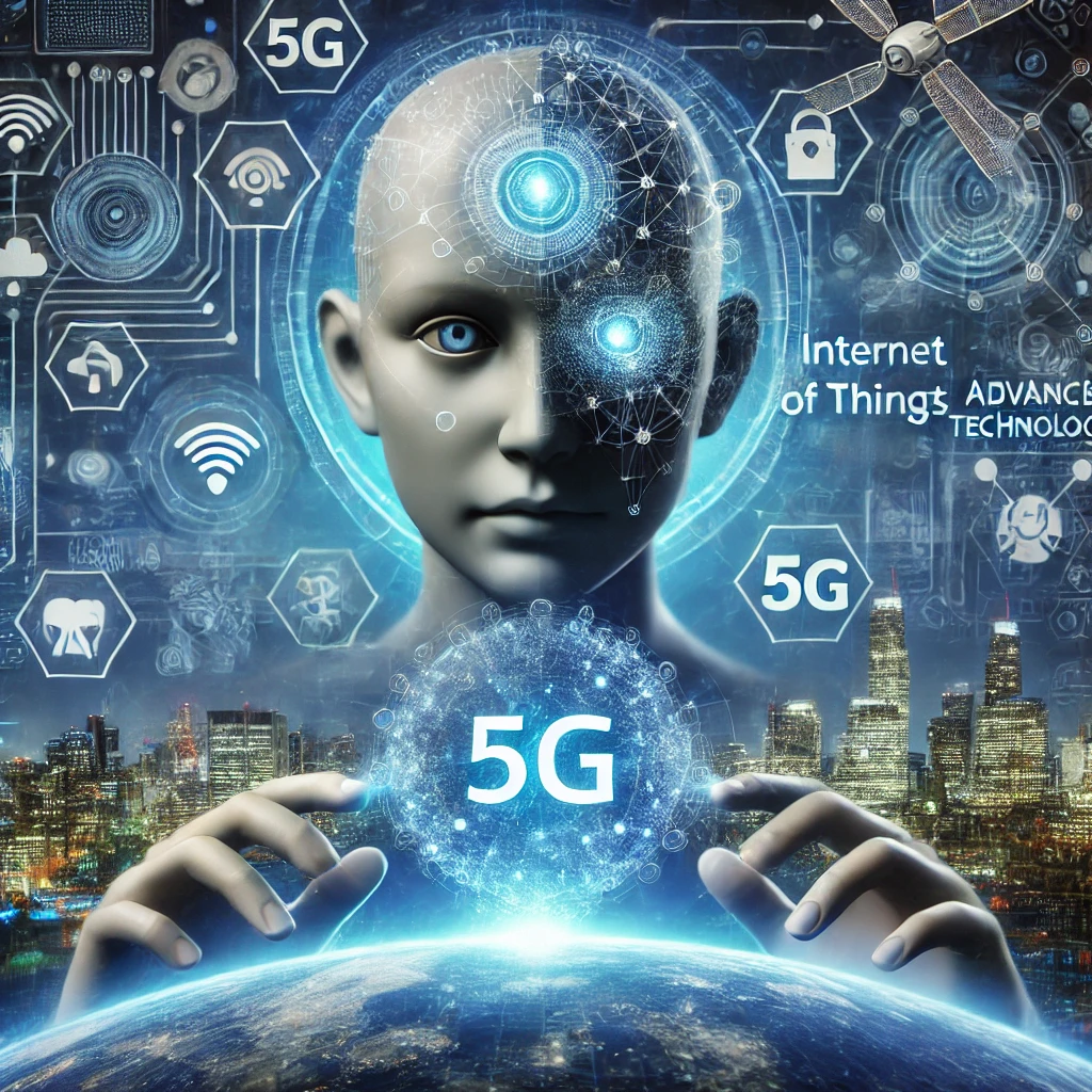 Une représentation futuriste de l'Internet des objets et de l'IA.